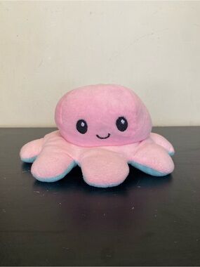 Teeturtle Reversible Octopus Plushie Pink & Blue Happy/Sad Mood Stuffed Animal